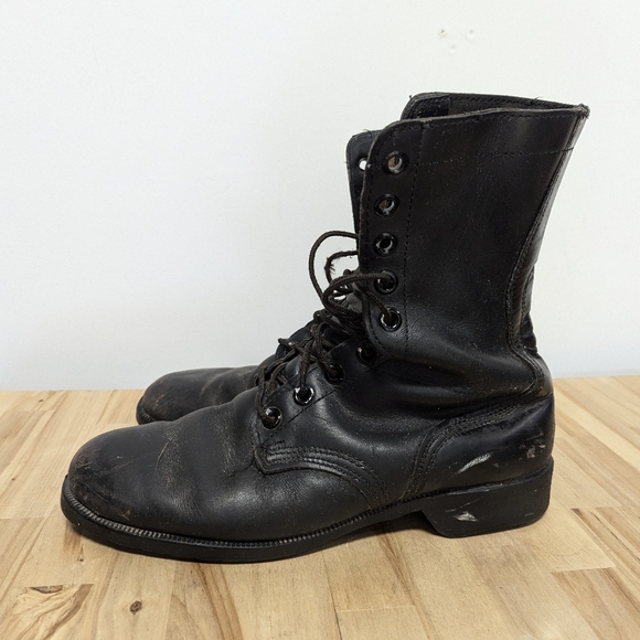 Vintage Leather Tall Combat Boots Military Boots 1978 8 Eye Punk Goth 9.5 Mens - Picture 8 of 14